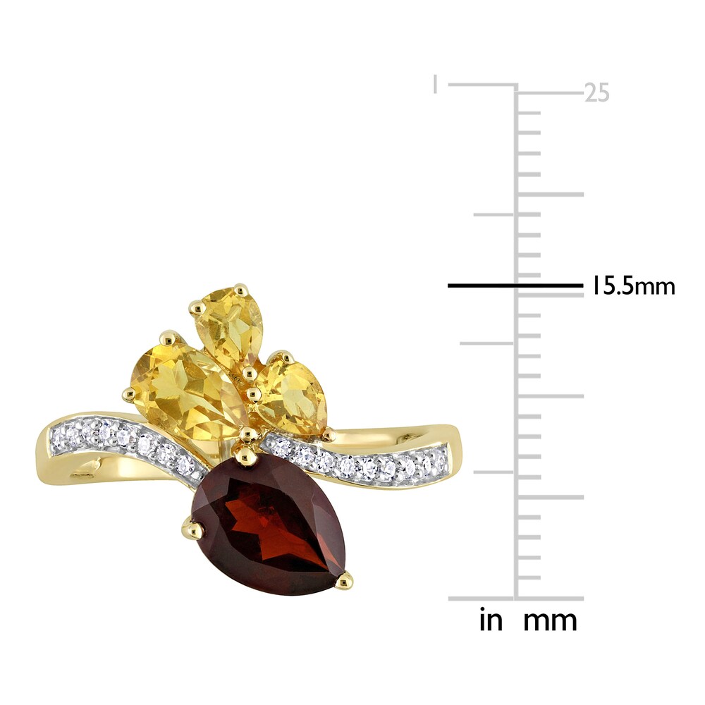 Natural Citrine & Natural Garnet Ring 1/10 ct tw Diamonds 14K Yellow Gold tCXp6PCy