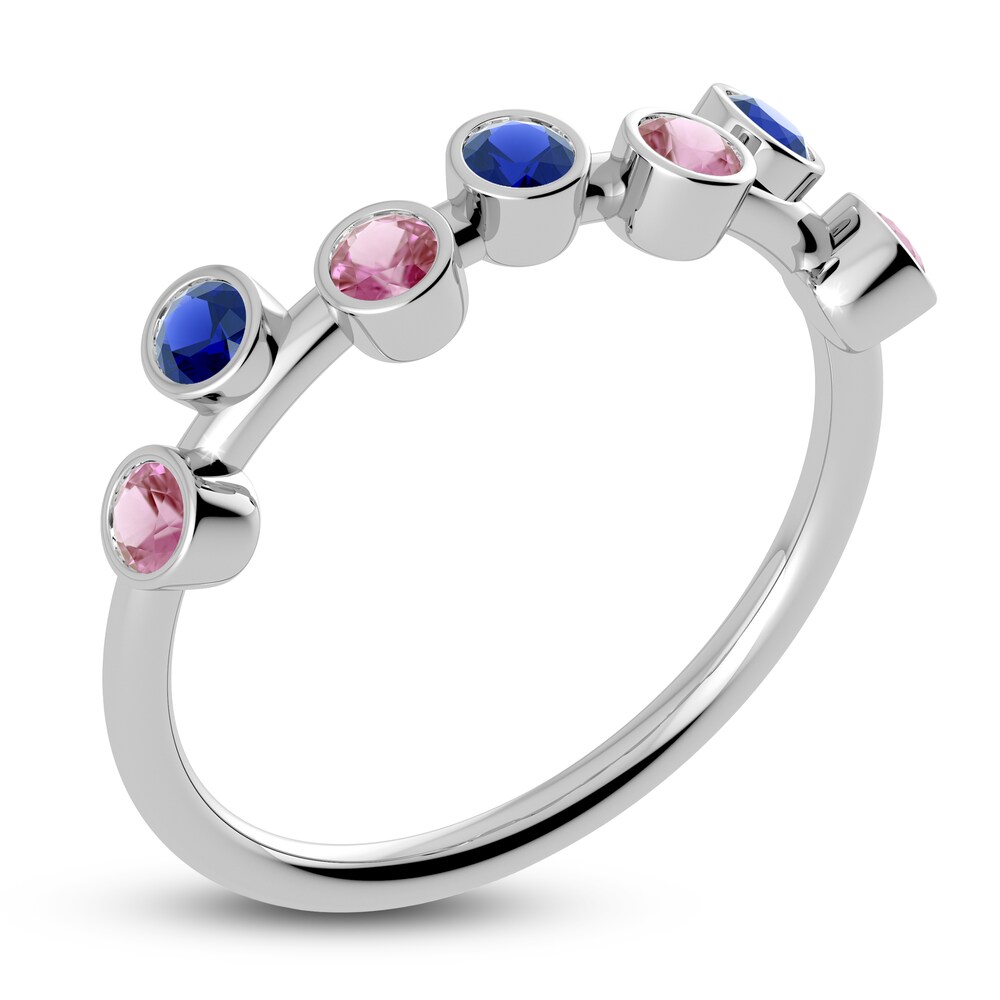 Juliette Maison Natural Pink Tourmaline & Natural Blue Sapphire Ring 10K White Gold tCgHc0hQ