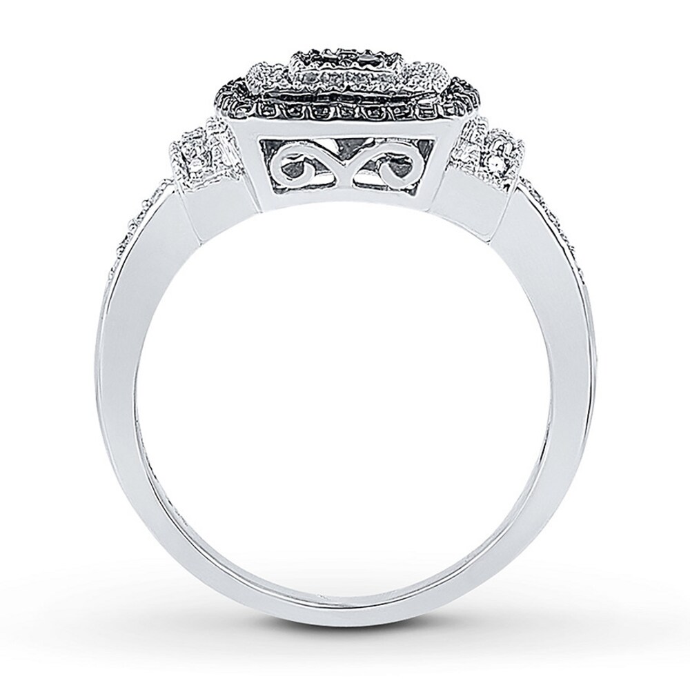 Black/White Diamond Ring 1/4 ct tw Round Sterling Silver tEFYPnXe