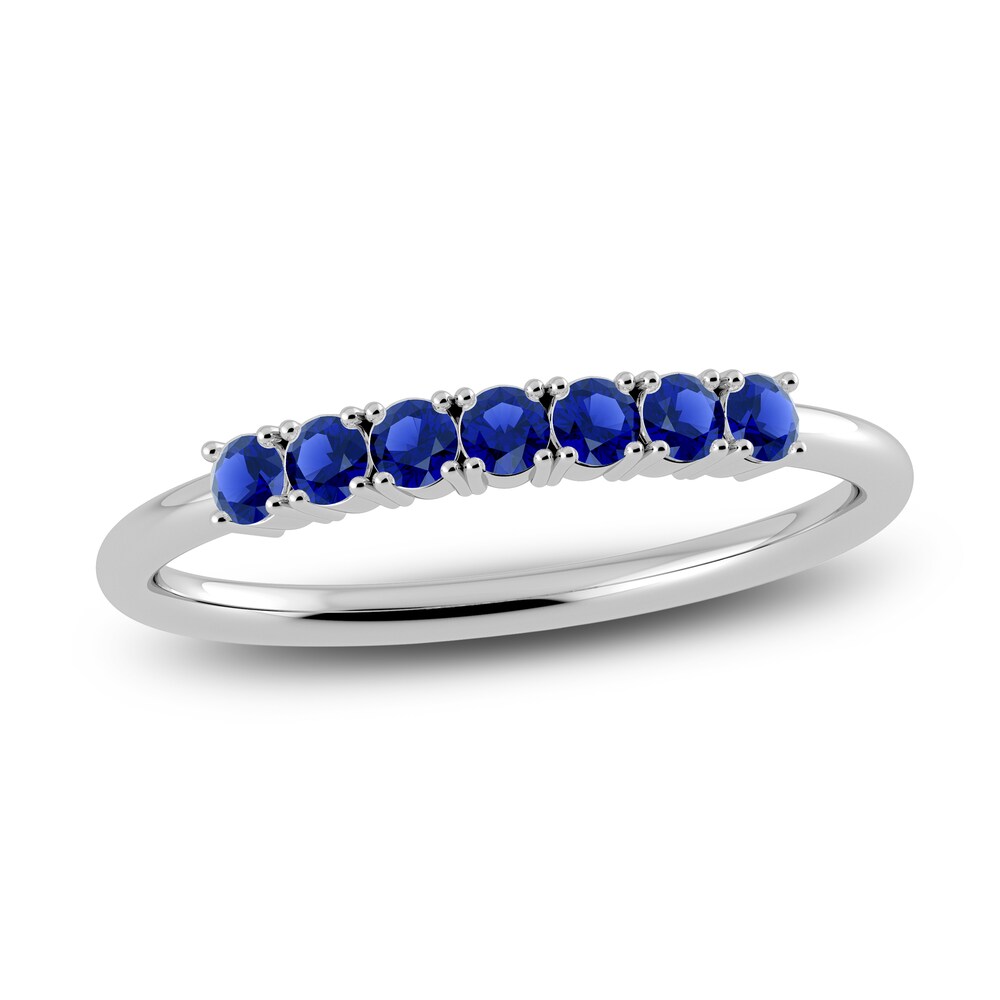 Juliette Maison Natural Blue Sapphire Half Eternity Ring 10K White Gold tFxZQv8D