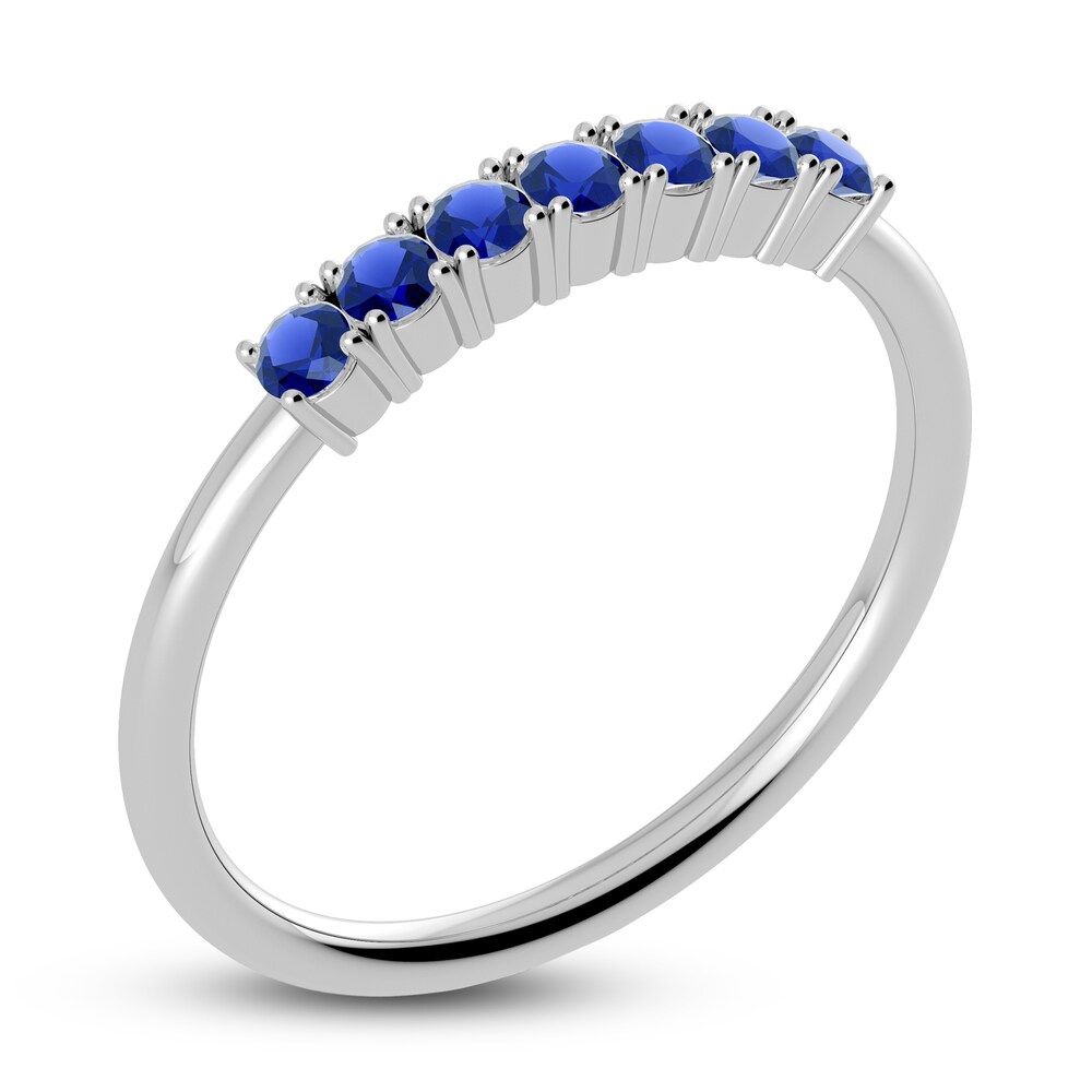 Juliette Maison Natural Blue Sapphire Half Eternity Ring 10K White Gold tFxZQv8D