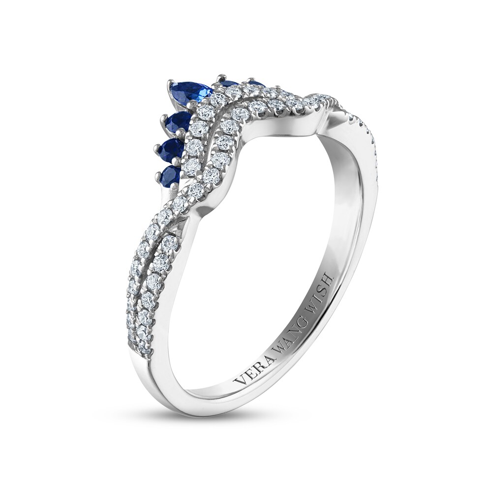 Vera Wang WISH Diamond & Blue Sapphire Contoured Anniversary Ring 1/4 ct tw Round 14K White Gold tPQgvhJE