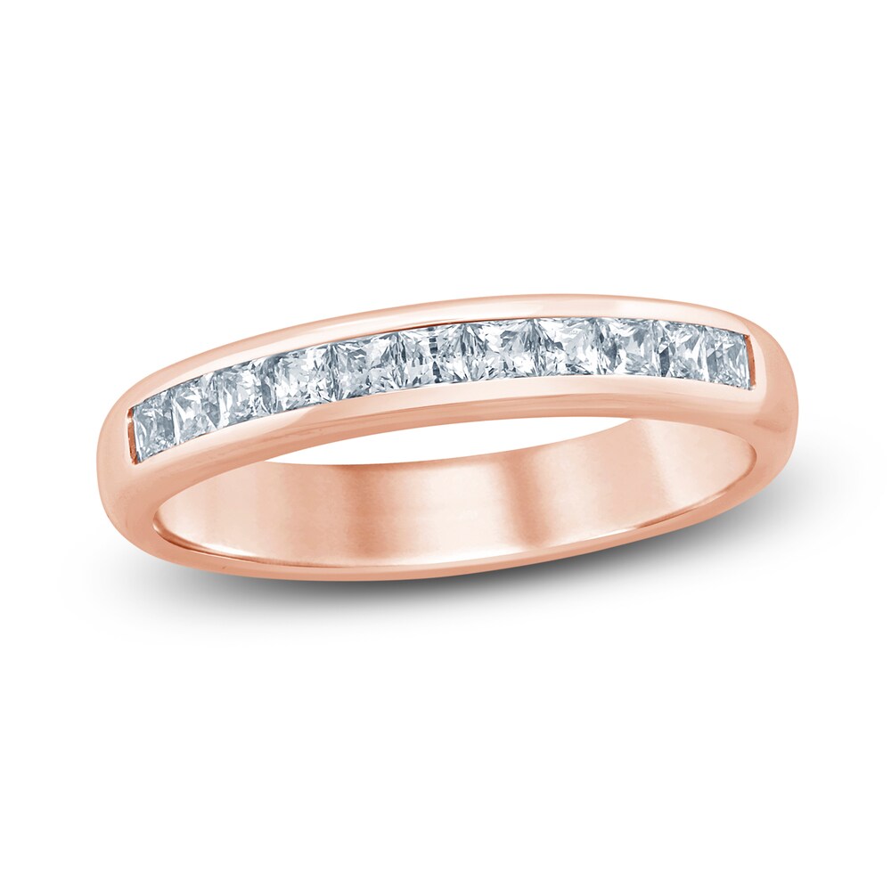 Diamond Wedding Band 1/2 ct tw Princess 14K Rose Gold tcIn1lfs