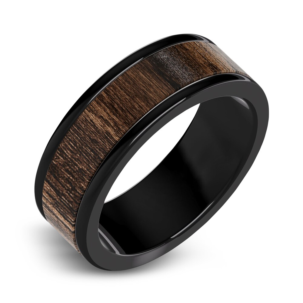 Men\'s Wood Wedding Band Black Tungsten 8.0mm tdZTDCEk