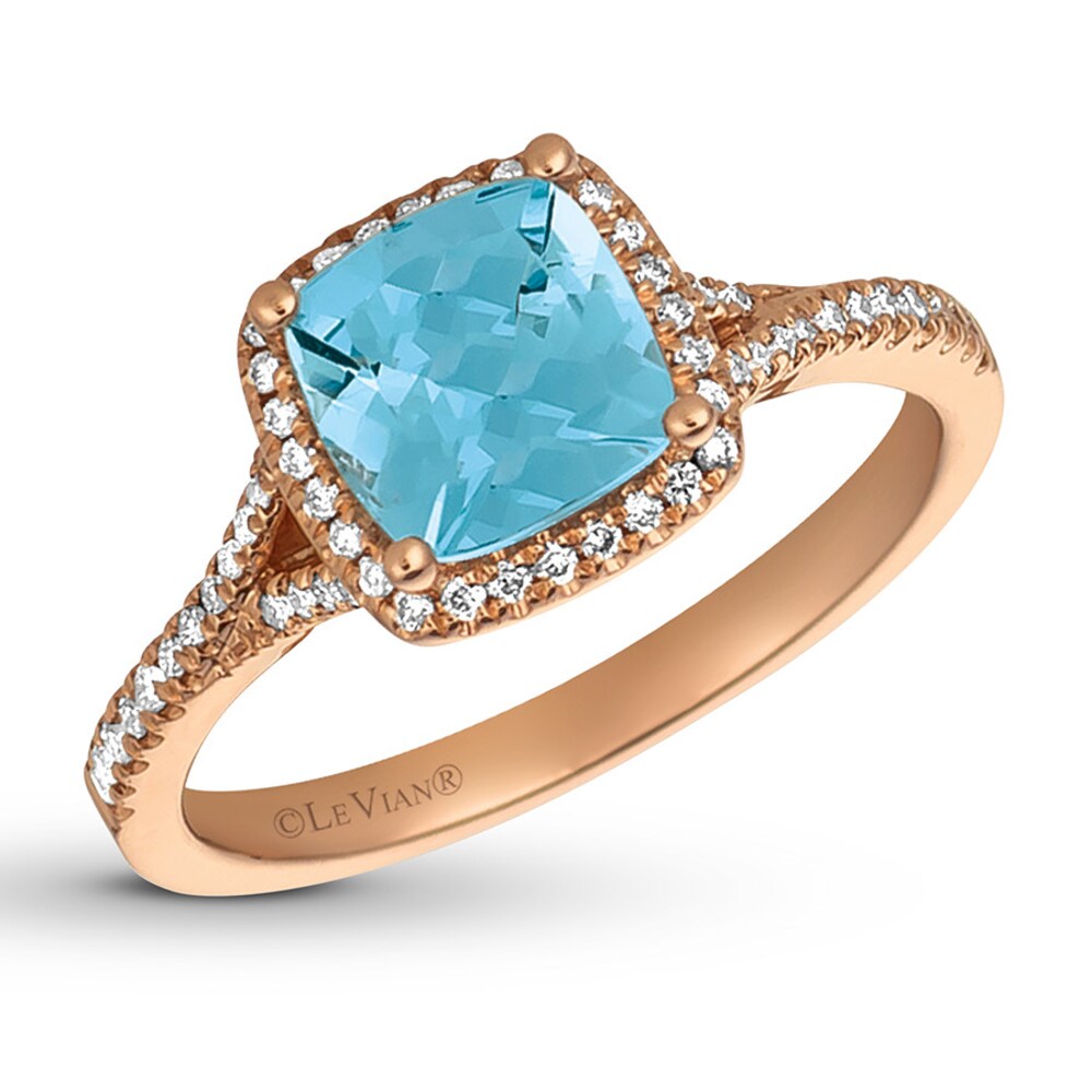 Le Vian Aquamarine Ring 1/5 ct tw Diamonds 14K Strawberry Gold tiRhejad