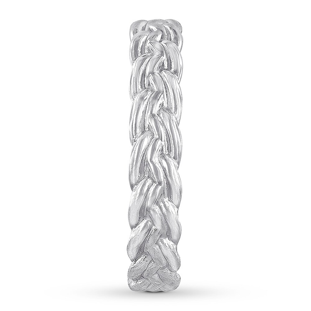 Braided Wedding Band 14K White Gold 4mm to4Rv58y