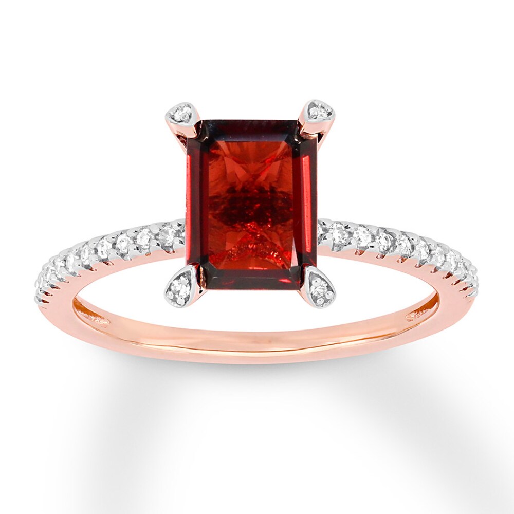 Garnet Ring 1/10 carat tw Diamonds 10K Rose Gold tytBUeHf [tytBUeHf]