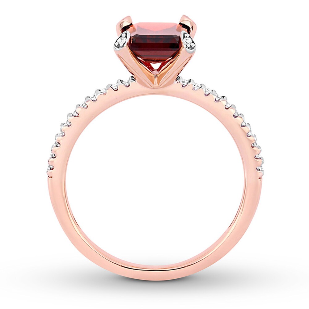 Garnet Ring 1/10 carat tw Diamonds 10K Rose Gold tytBUeHf