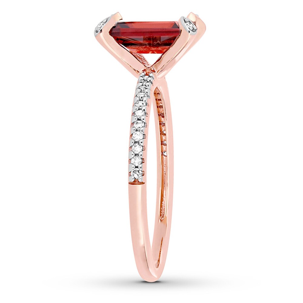 Garnet Ring 1/10 carat tw Diamonds 10K Rose Gold tytBUeHf