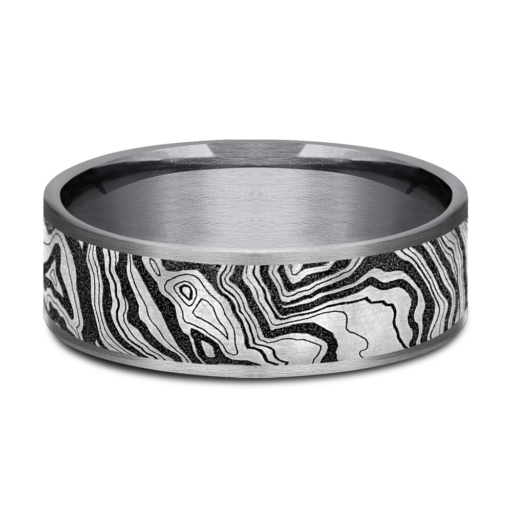 Men\'s Topography Print Wedding Band Tantalum/Titanium 7.5mm u1aRaTzZ