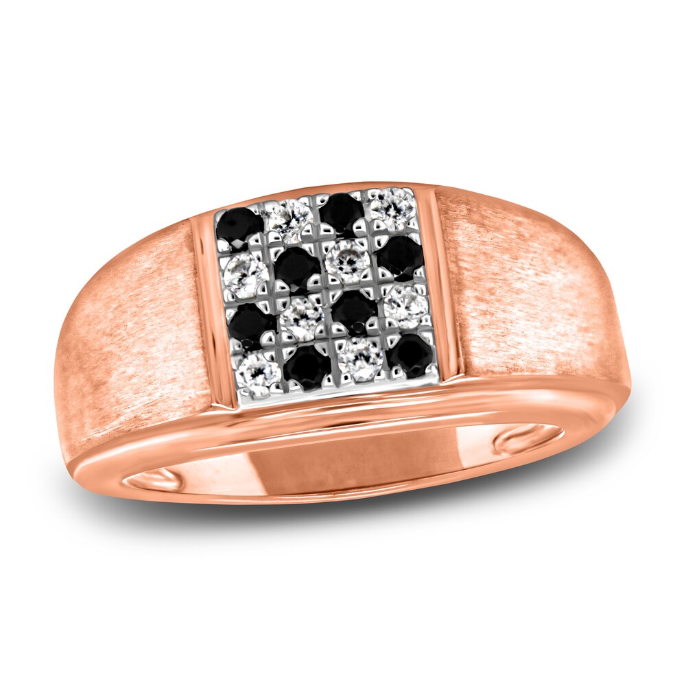 Men\'s Black & White Diamond Anniversary Ring 1/3 ct tw Round 14K Two-Tone Gold u8b6btmF