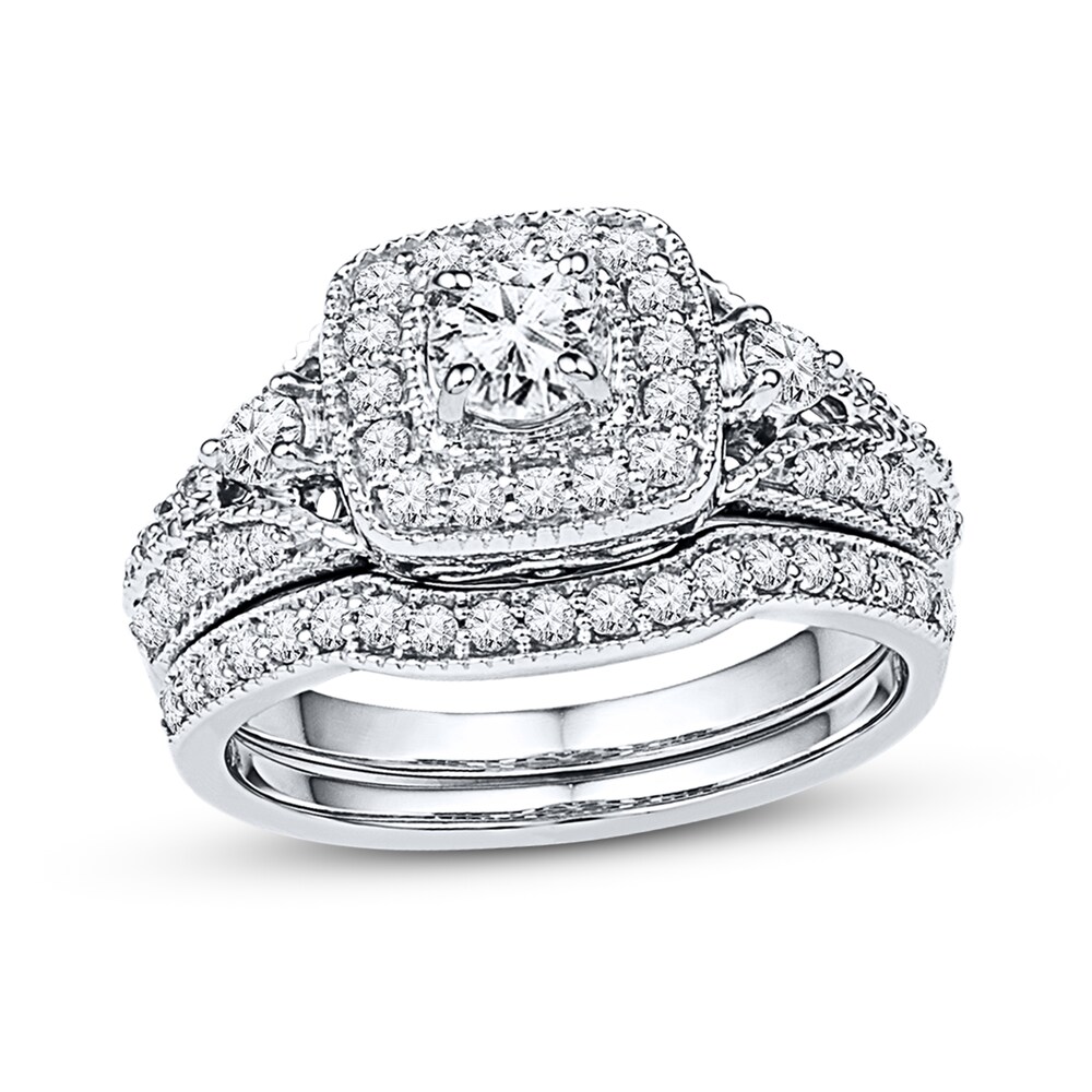 Diamond Bridal Set 7/8 ct tw Round-cut 14K White Gold u9siXrVT