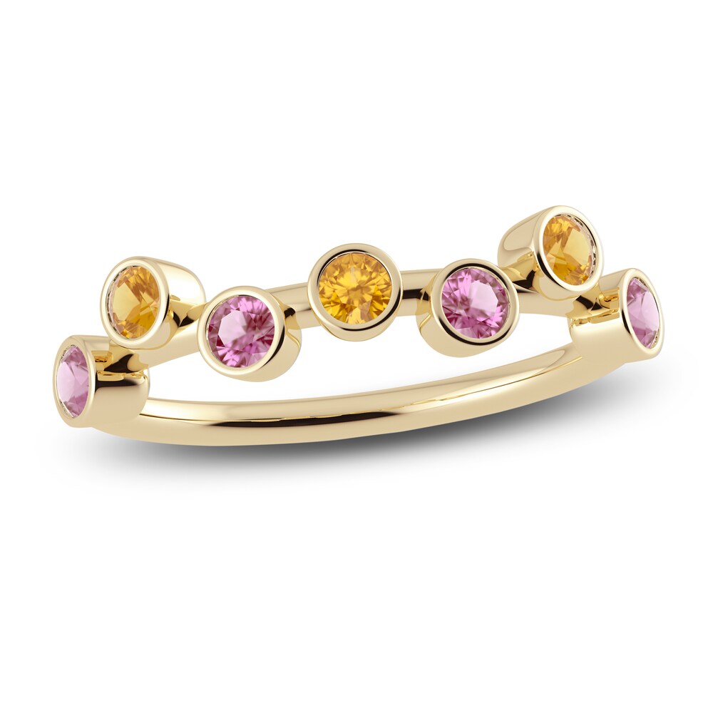 Juliette Maison Natural Citrine & Natural Pink Tourmaline Ring 10K Yellow Gold uDfNxbFz