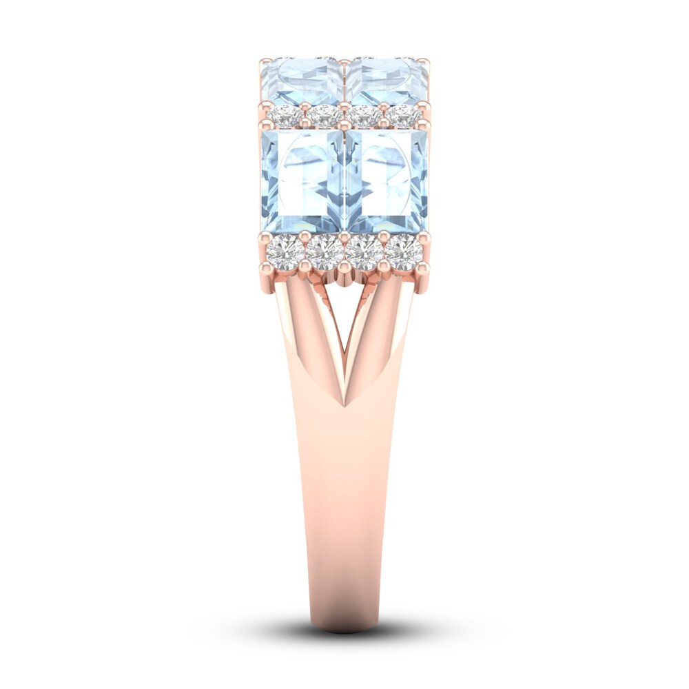 Natural Aquamarine Ring 1/5 ct tw Diamonds 10K Rose Gold uEG0kkb8