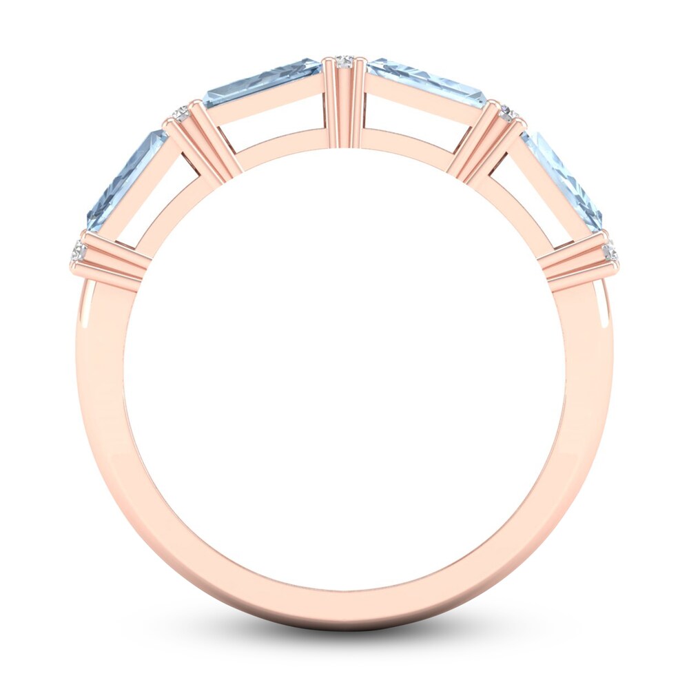 Natural Aquamarine Ring 1/5 ct tw Diamonds 10K Rose Gold uEG0kkb8