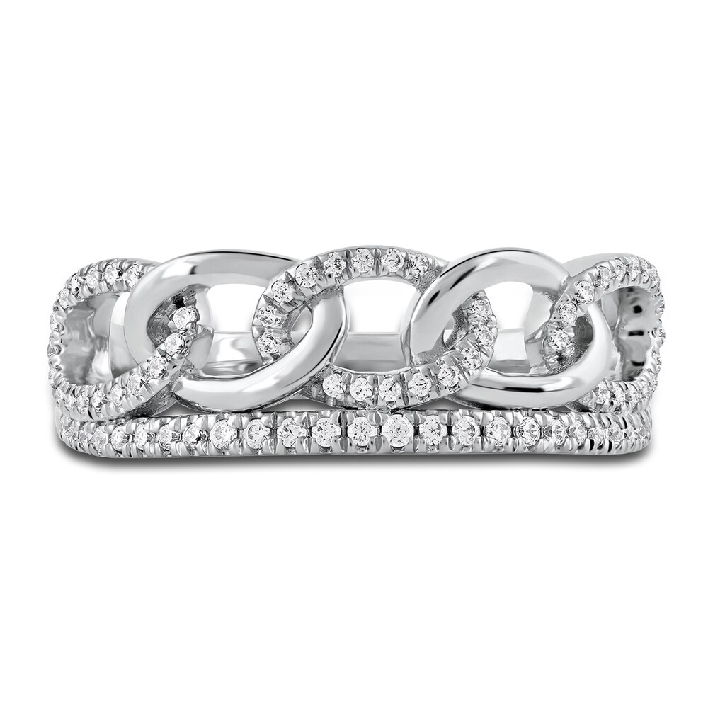 Diamond Cuban Link Ring 1/4 ct tw Round 14K White Gold uEVIJwkO