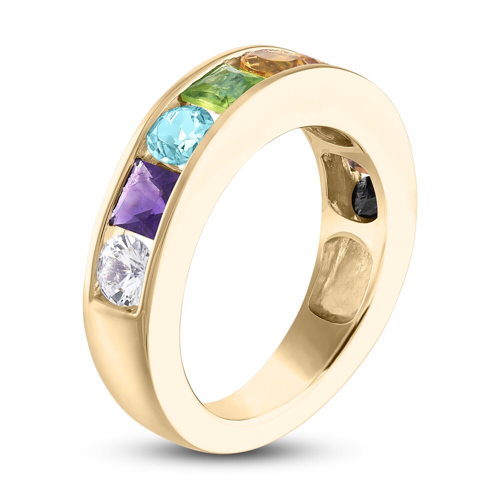 Love Proudly Ring Multi-Color Rainbow 14K Yellow Gold 7MM uIeTazhr