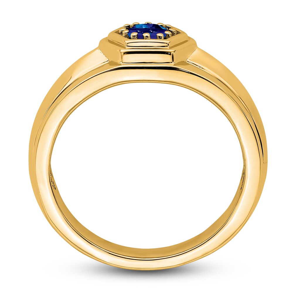 Men\'s Natural Blue Sapphire Ring 14K Yellow Gold uJ9zOmn8