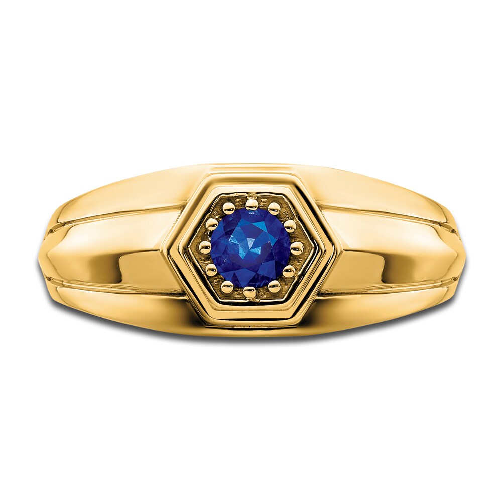 Men\'s Natural Blue Sapphire Ring 14K Yellow Gold uJ9zOmn8