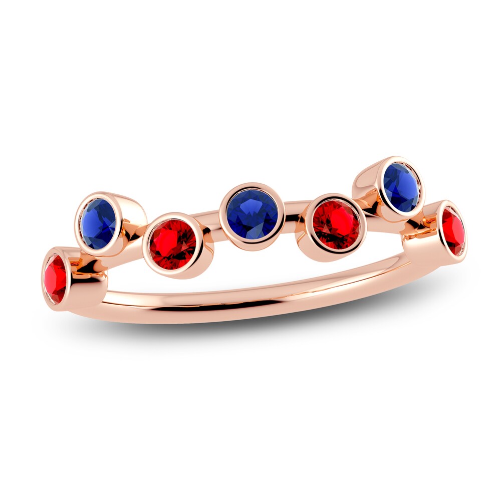Juliette Maison Natural Ruby & Natural Blue Sapphire Ring 10K Rose Gold uJE04inF