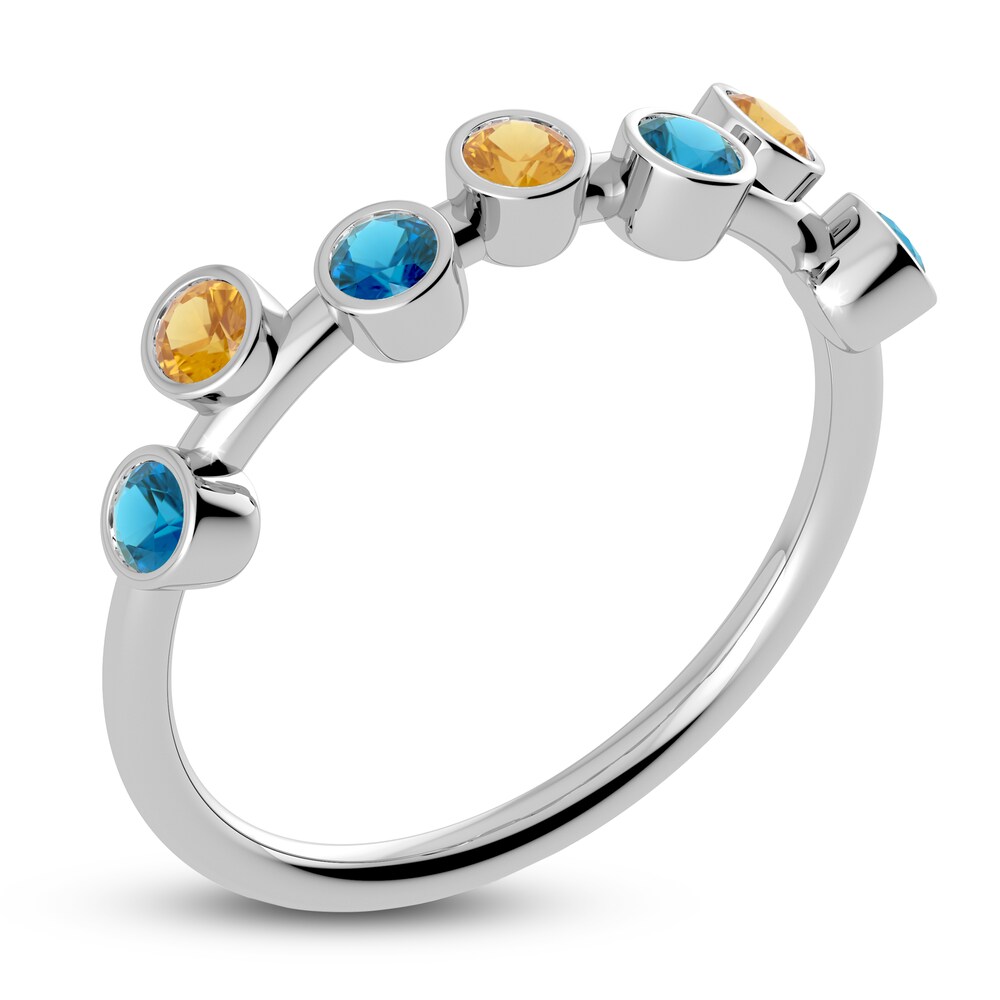 Juliette Maison Natural Citrine & Natural Blue Zircon Ring 10K White Gold uJQGENWp