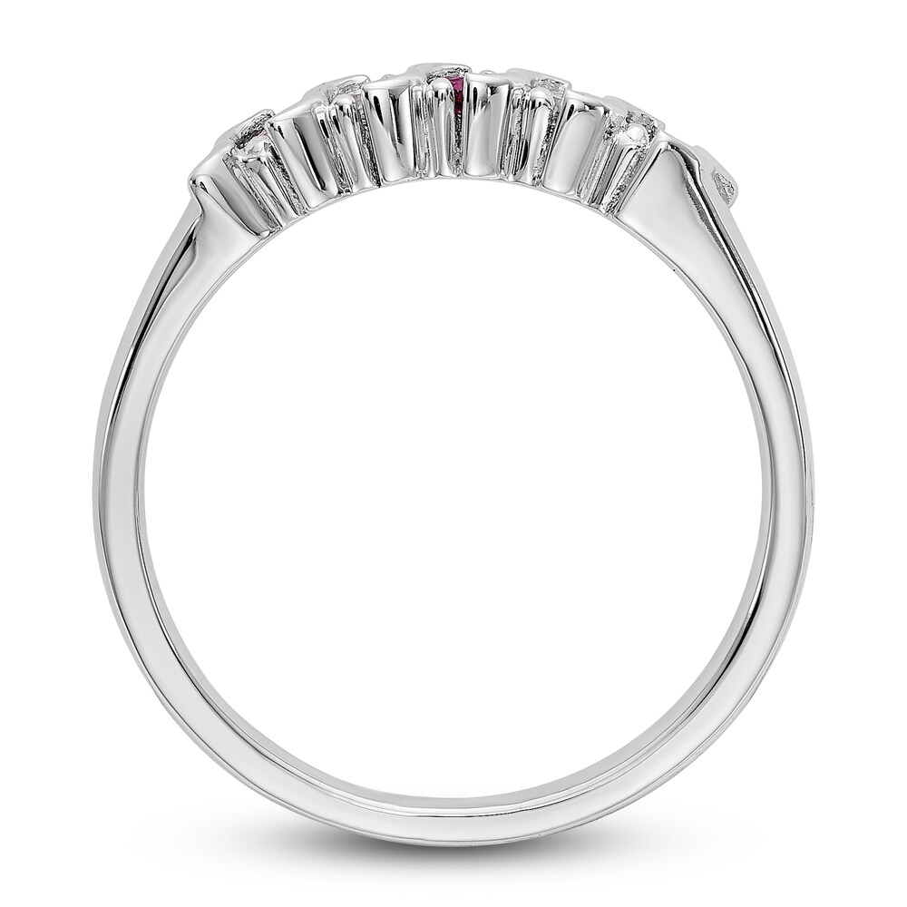 Natural Ruby Stackable Ring 1/10 ct tw Diamonds 14K White Gold uOVzYsKH