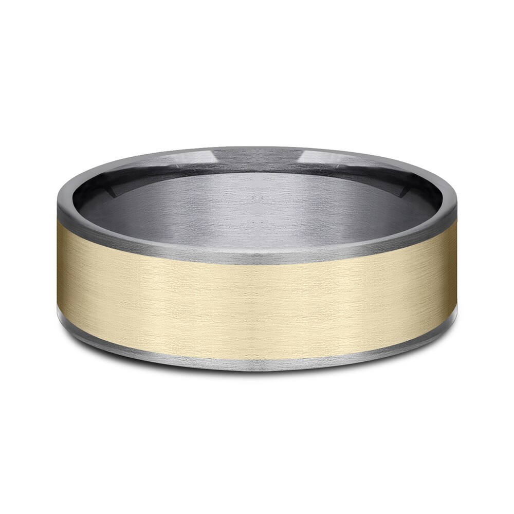 Men\'s Satin Wedding Band 14K Yellow Gold/Tantalum 7.5mm uPEjMisI