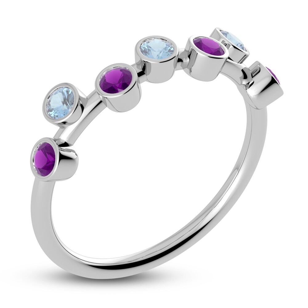 Juliette Maison Natural Amethyst & Natural Aquamarine Ring 10K White Gold uT2OoXzC