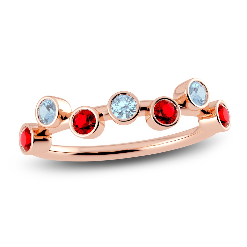 Juliette Maison Natural Ruby & Natural Aquamarine Ring 10K Rose Gold uaerhRwA