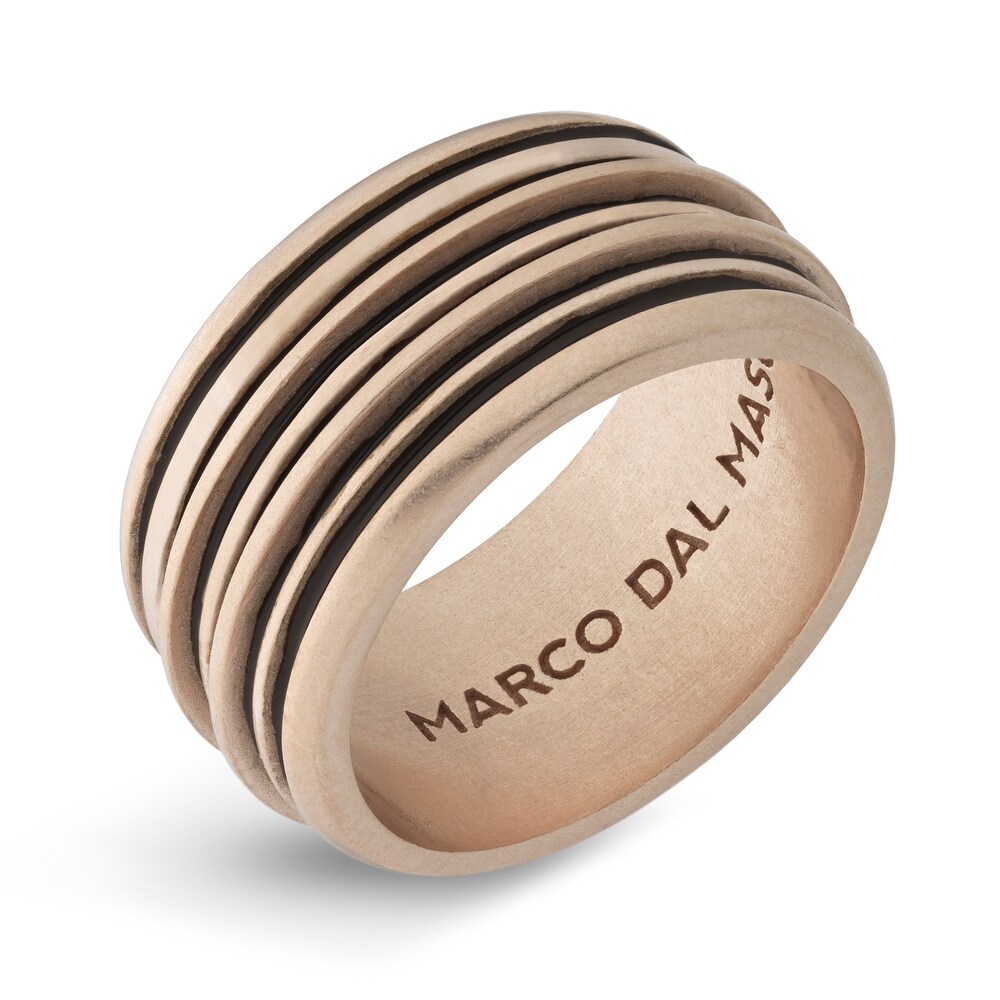 Marco Dal Maso Men\'s Acies Wide Ring Black Enamel Sterling Silver/18K Rose Gold-Plated ugv5BIMw