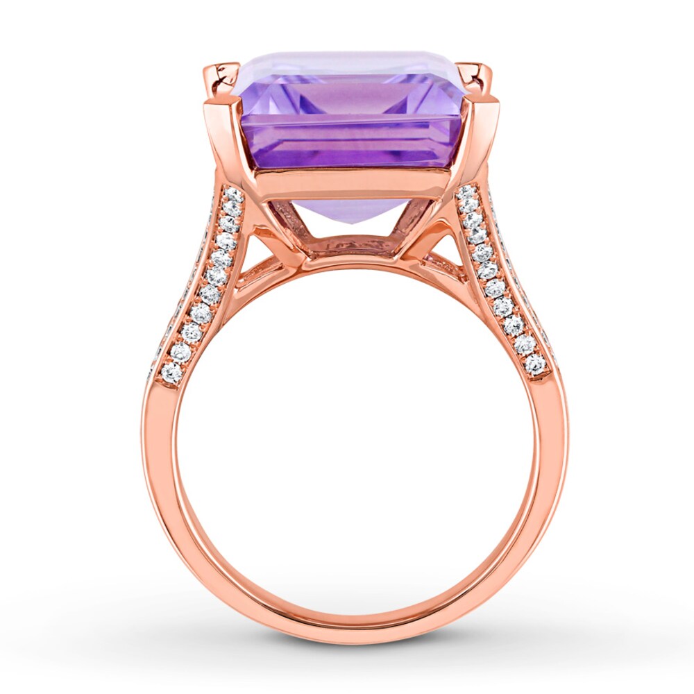 Amethyst Ring 1/2 carat tw Diamonds 14K Rose Gold v67Ncpvy