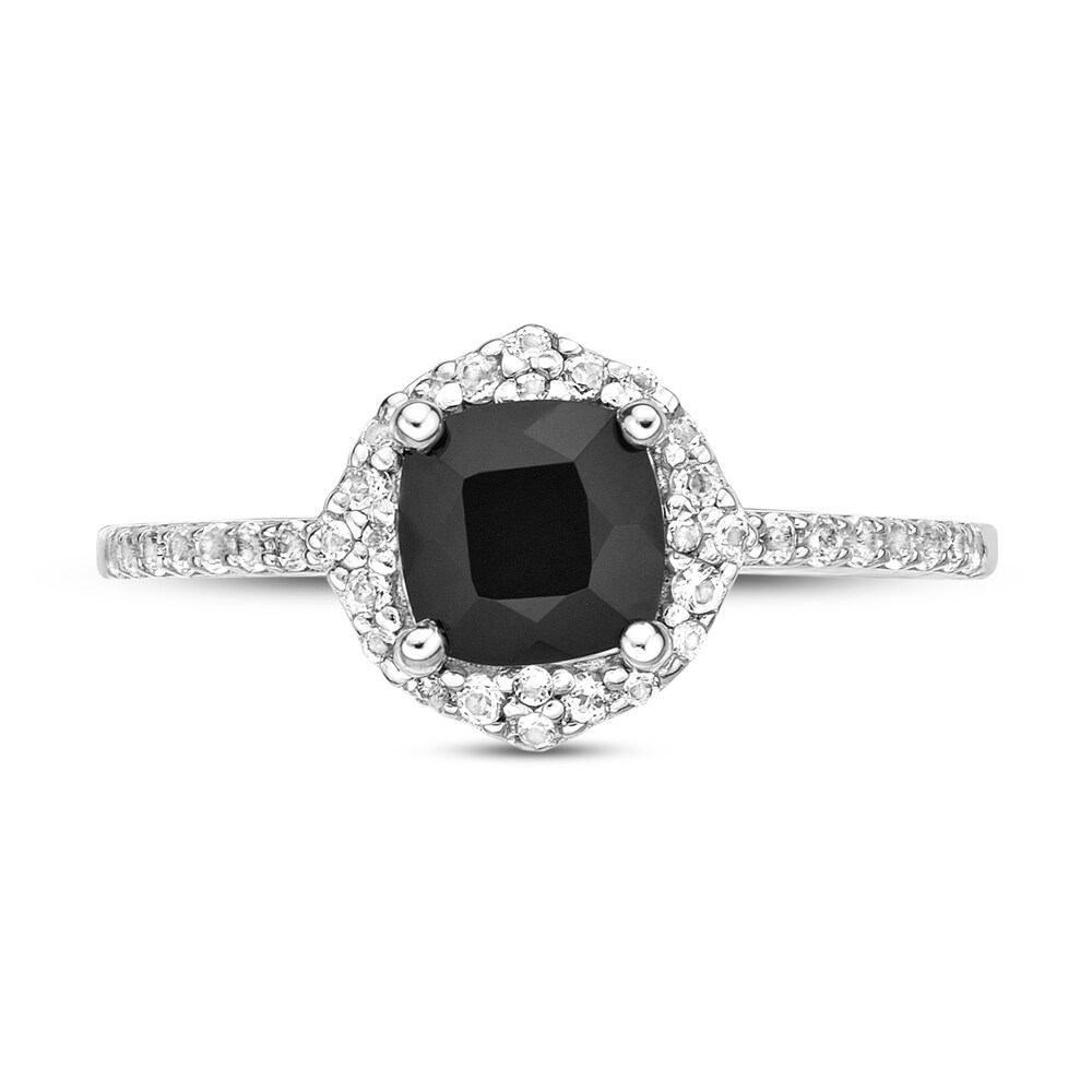 Natural Onyx & Natural White Topaz Ring Sterling Silver v6dAMSJU