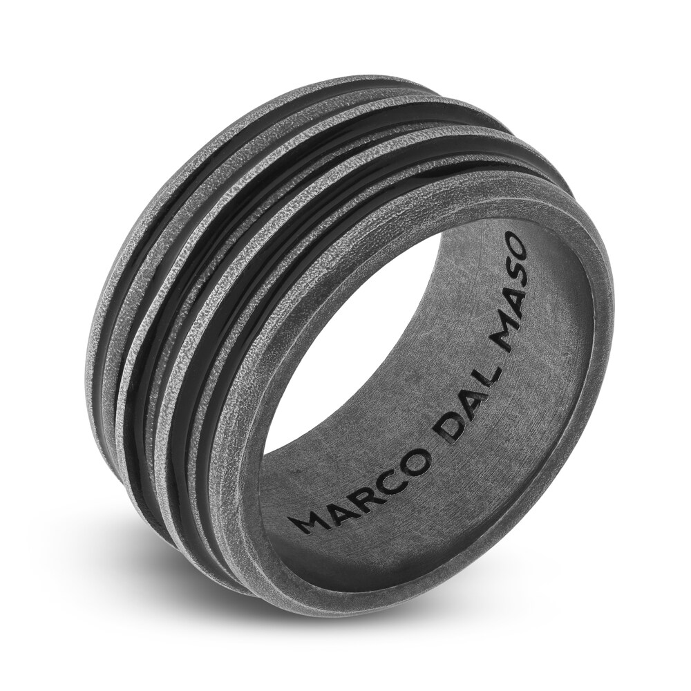 Marco Dal Maso Men\'s Acies Wide Ring Black Enamel Sterling Silver vFgWg1yV