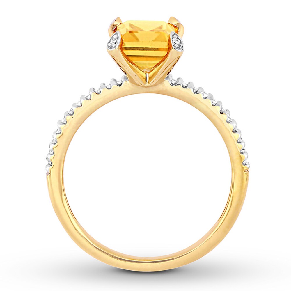 Citrine Ring 1/10 carat tw Diamonds 10K Yellow Gold vLsxb0JL