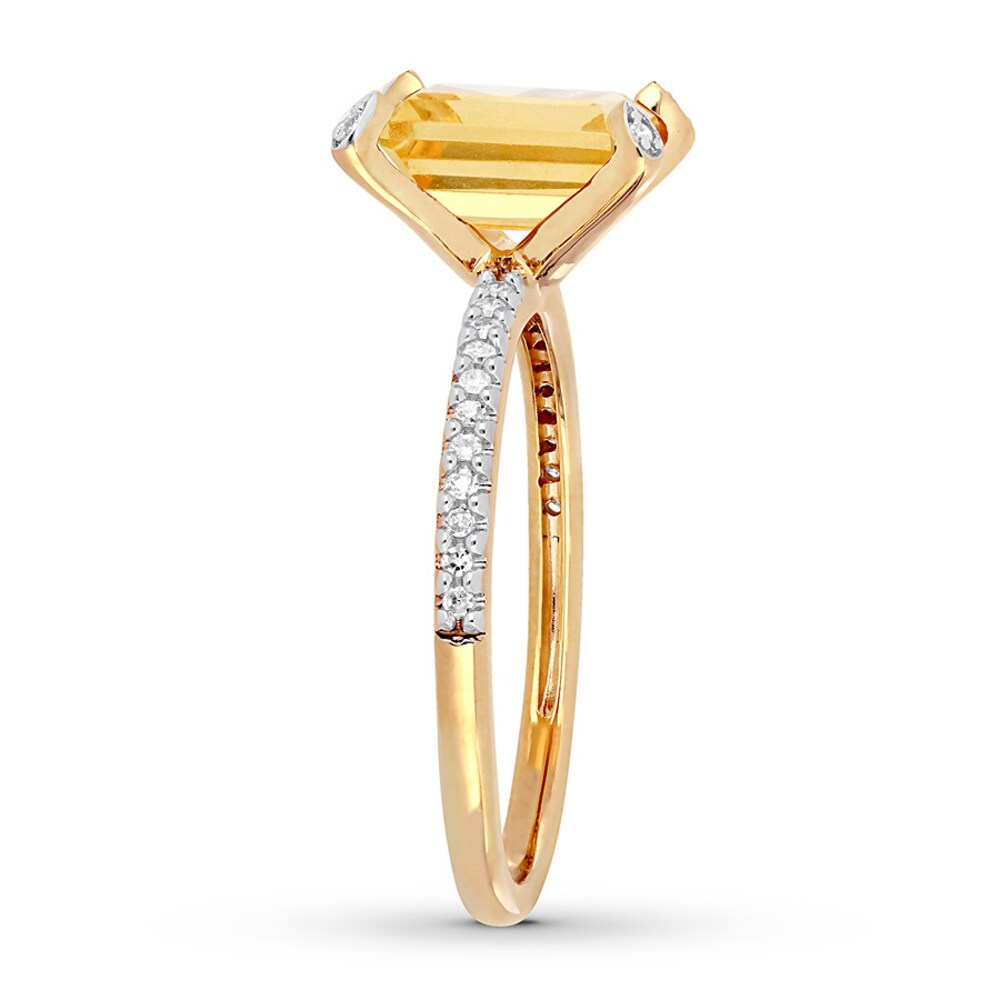 Citrine Ring 1/10 carat tw Diamonds 10K Yellow Gold vLsxb0JL