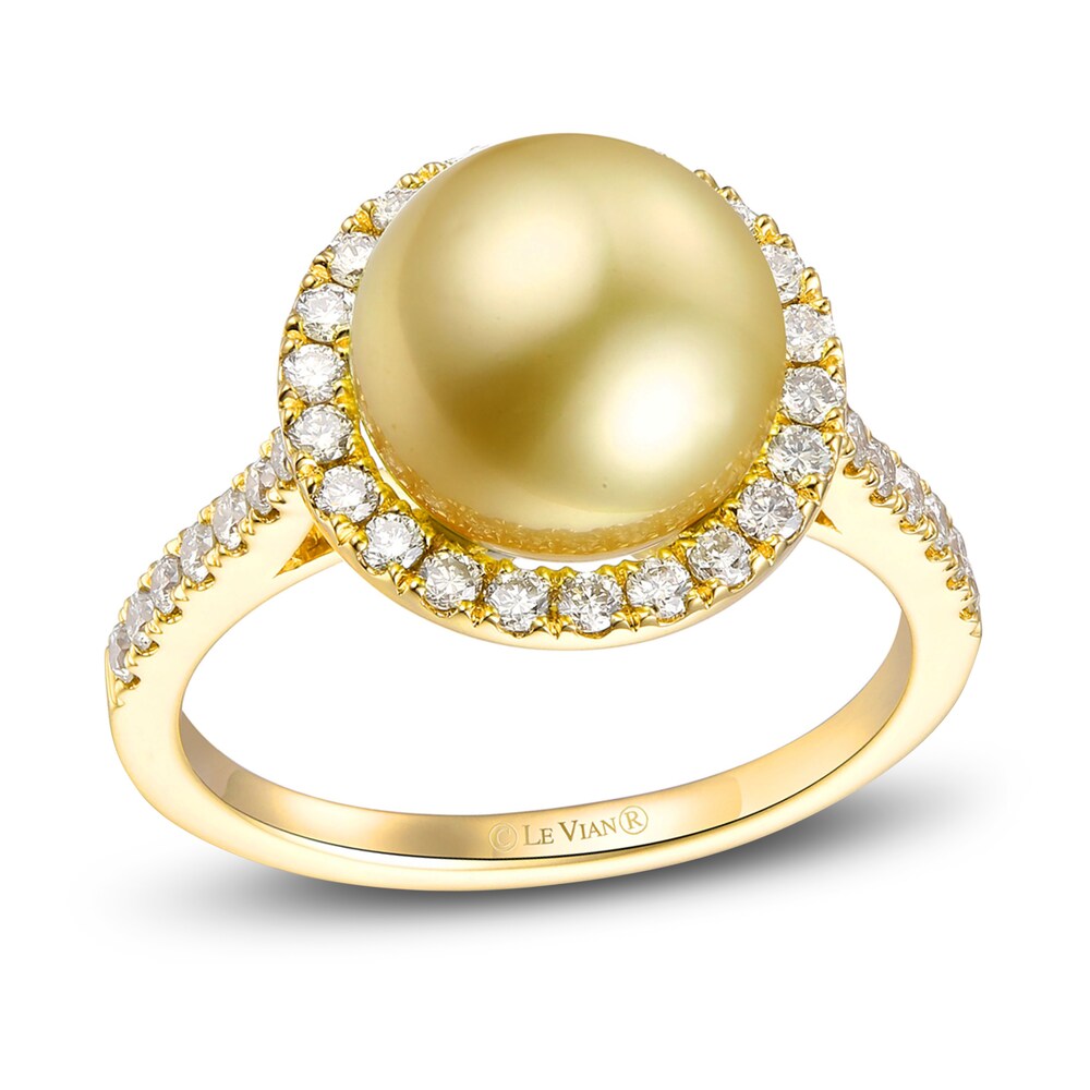 Le Vian Cultured South Sea Pearl Ring 5/8 ct tw Diamonds 14K Honey Gold vQ0sWEK9