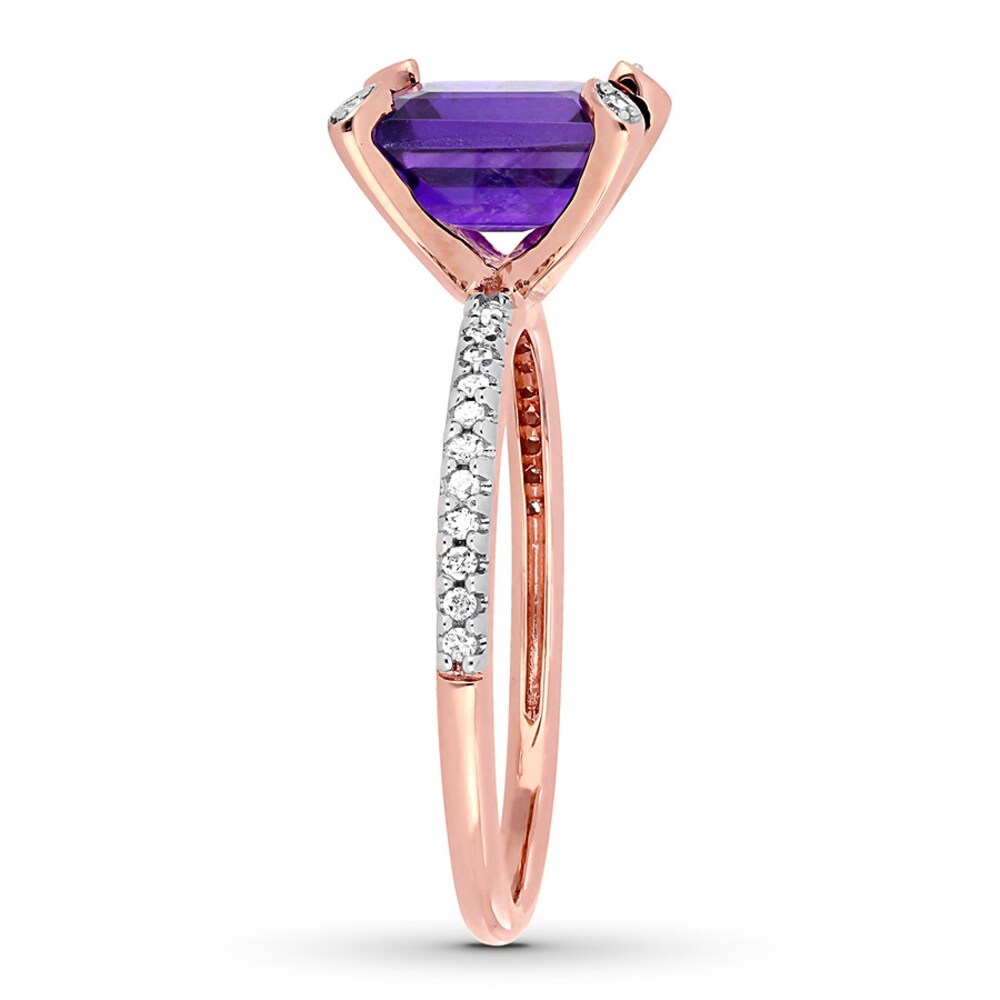 Amethyst Ring 1/10 carat tw Diamonds 10K Rose Gold vQ6TiV31