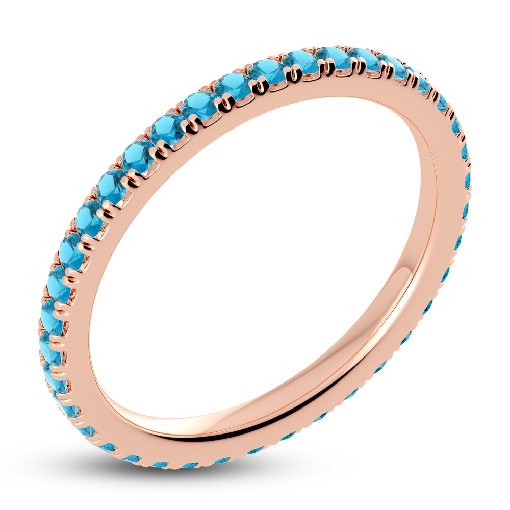 Juliette Maison Natural Blue Zircon Eternity Ring 10K Rose Gold vSZIkL9X