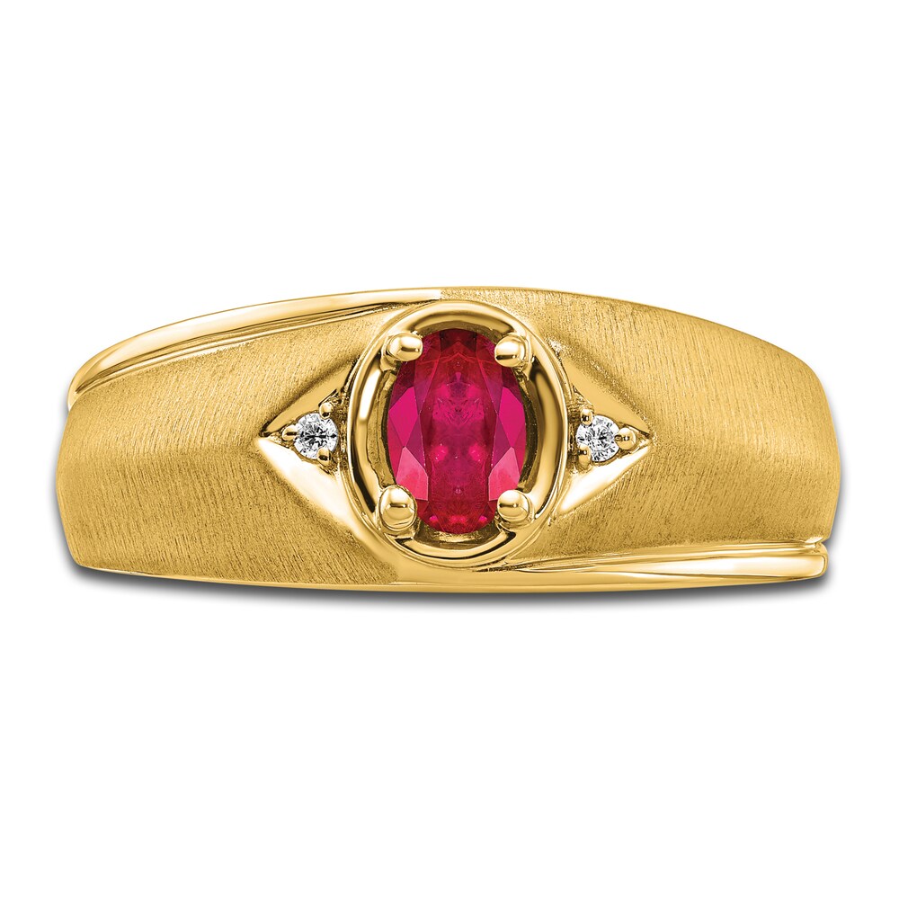 Men\'s Natural Ruby Ring Diamond Accents 14K Yellow Gold vVC1j0Kp