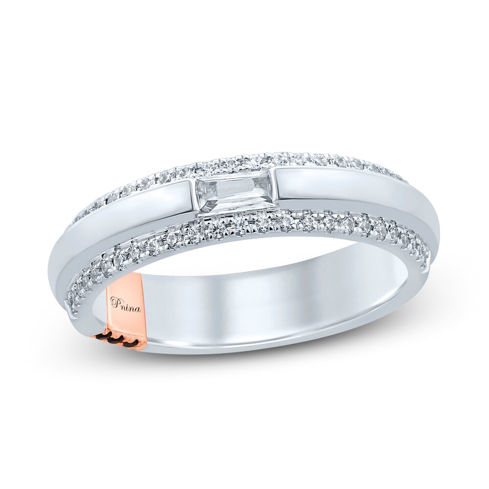 Pnina Tornai Found The One Men's Diamond Wedding Band 1/2 ct tw Round/Baguette 14K White Gold vca9cZHW