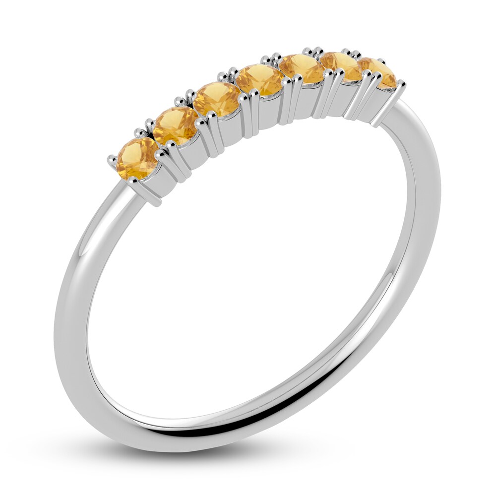 Juliette Maison Natural Citrine Half Eternity Ring 10K White Gold vmzs30CJ