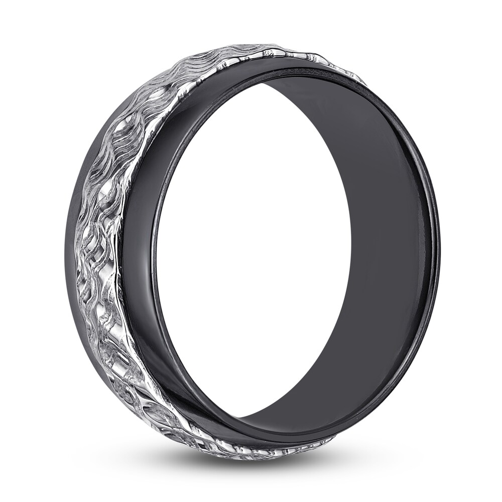 Men\'s Wedding Band Black Zirconium/Damascus Steel 8.0mm vpdIu5y7