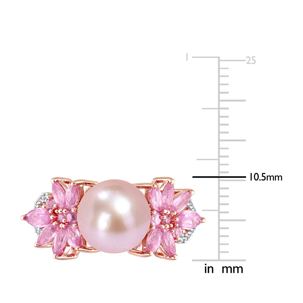 Pink Cultured Freshwater Pearl & Natural Pink Sapphire Ring 1/8 ct tw Diamonds 14K Rose Gold vxYFSfw0