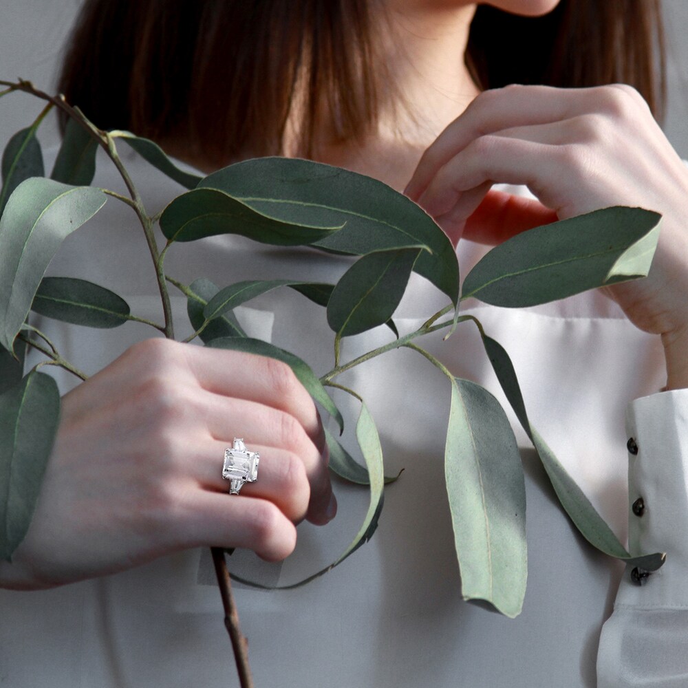 Natural White Topaz 3-Stone Ring Sterling Silver wE9l5isM