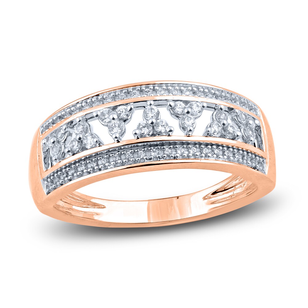 Diamond Floral Anniversary Band 1/4 ct tw Round 14K Rose Gold wQrBtbkL [wQrBtbkL]