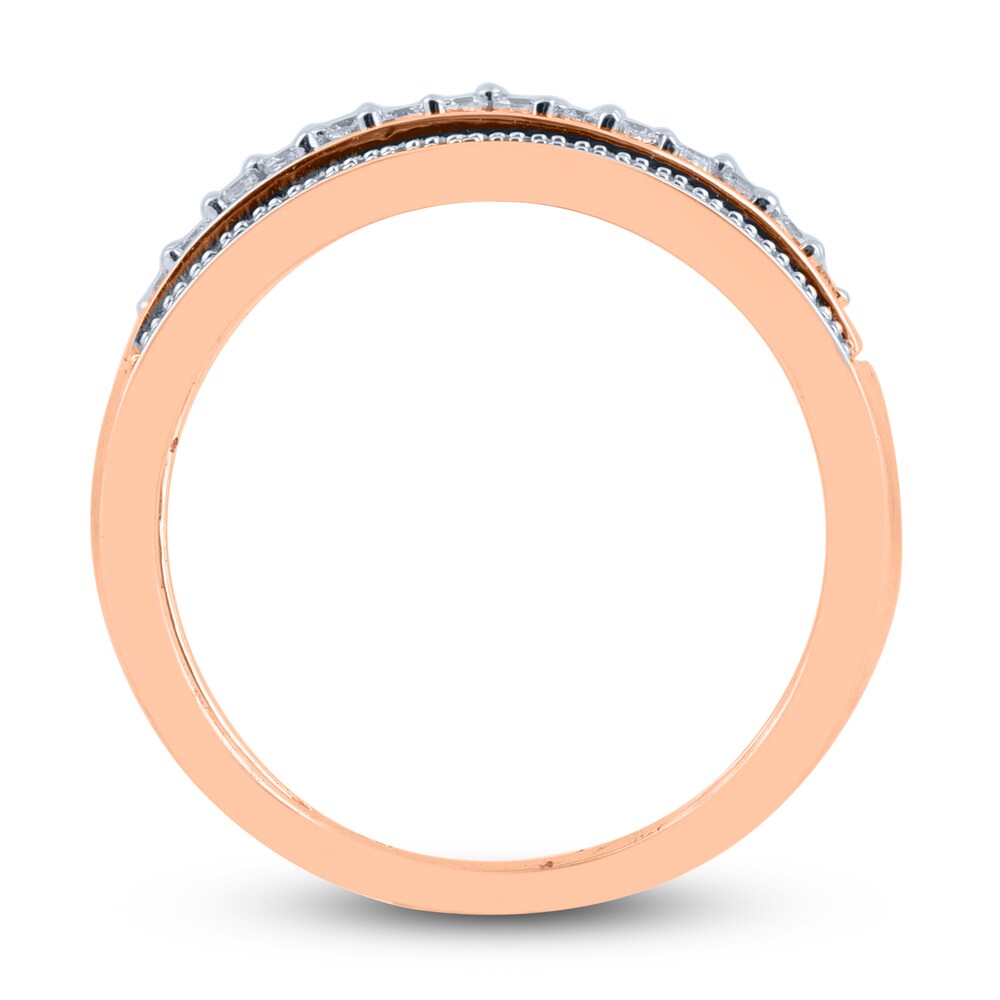 Diamond Floral Anniversary Band 1/4 ct tw Round 14K Rose Gold wQrBtbkL