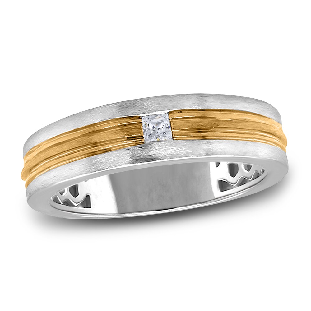 Men\'s Diamond Anniversary Ring 1/8 ct tw Princess 14K Two-Tone Gold wc3UGUGD [wc3UGUGD]