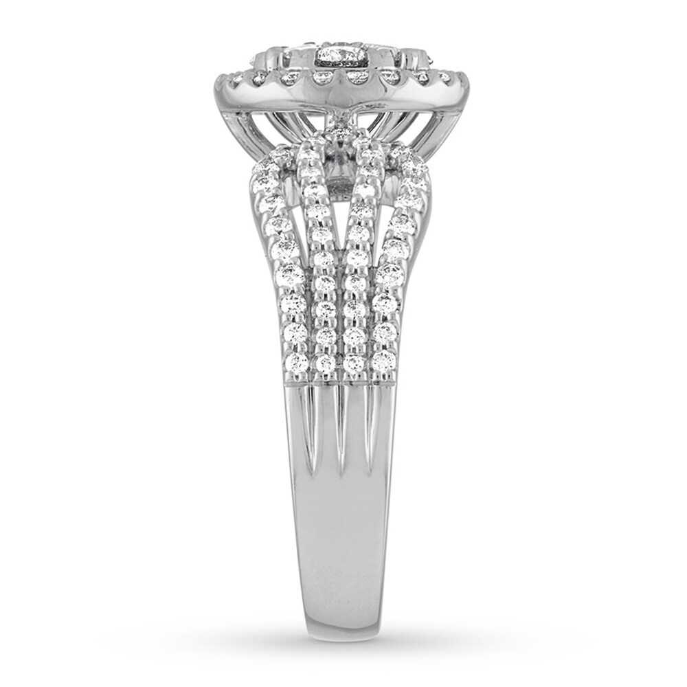 Round/Baguette Diamond Ring 3/4 Carat tw 10K White Gold wfWoJwVo