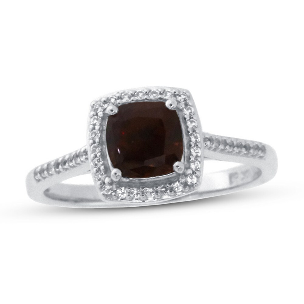 Garnet & White Topaz Ring 10K White Gold wq1bYzrB [wq1bYzrB]