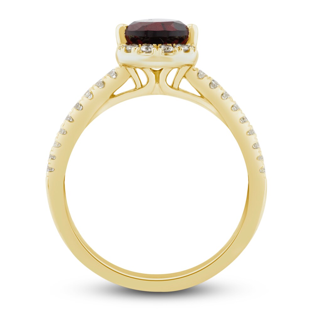 Natural Garnet Ring 1/5 ct tw Diamonds 10K Yellow Gold wsZr2Mzs